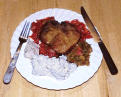 pork chops with salsa, etc.