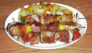 montefin's Curry Pork Mango Kabobs