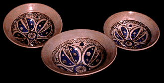 Earthenware Pottery: 3 Majolica Moroccan Bowls