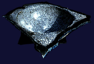 Large raku bowl with heavy crackle.