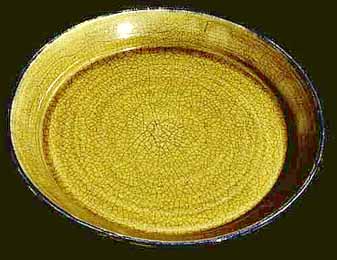 Large stoneware platter with excellent crazing.