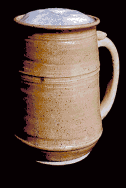 Danish White beer stein with red onion glaze.